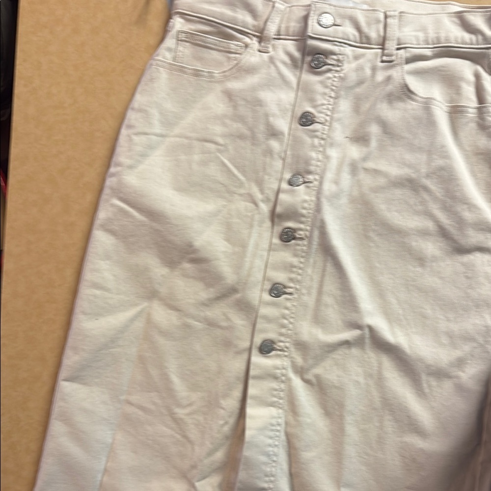 Banana Republic Cream Button-Down Midi Skirt